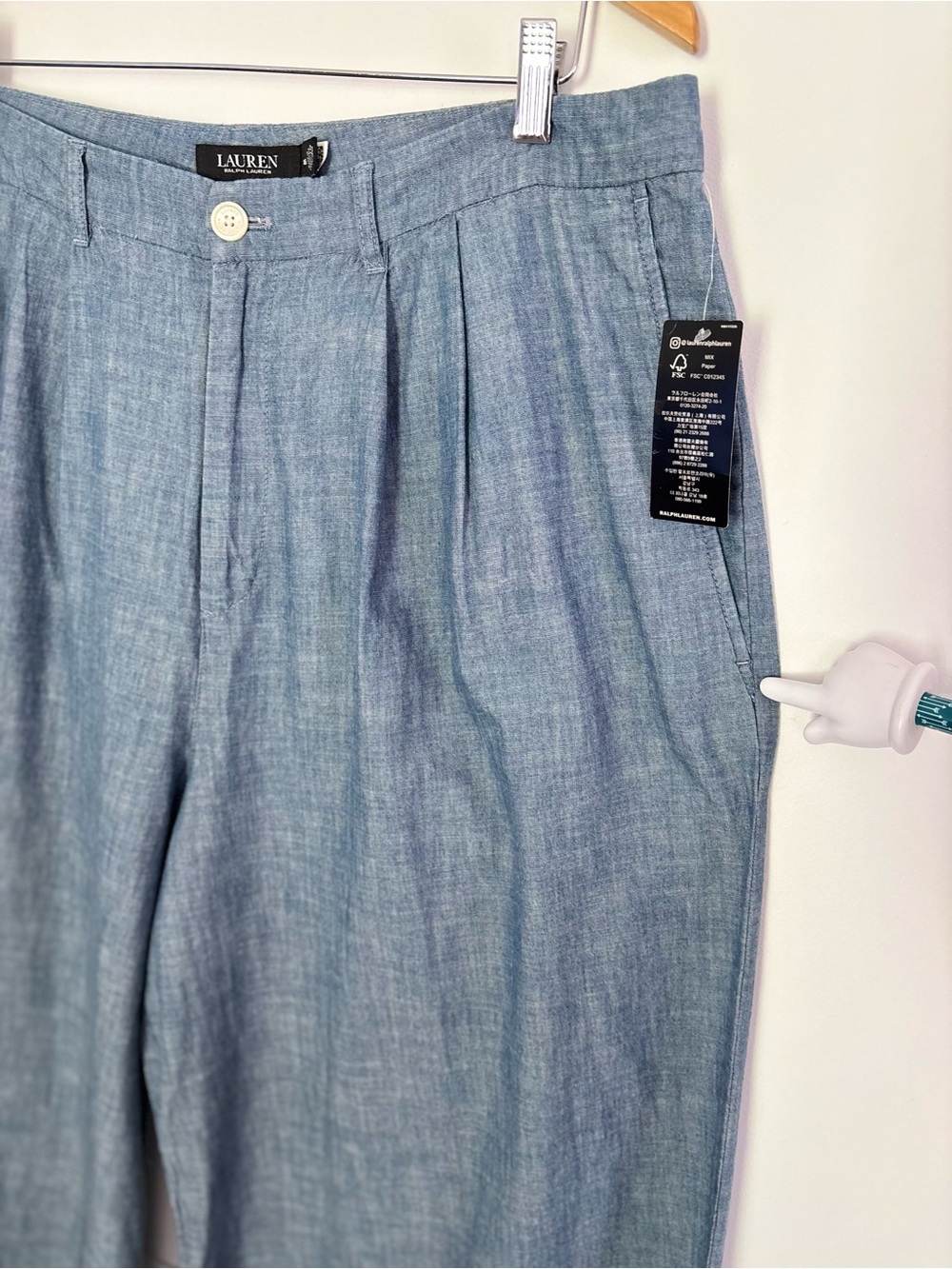 Lauren Ralph Lauren Pleated Chambray Wide Leg Pants Size 16 NEW Classic L64 - Picture 6 of 15